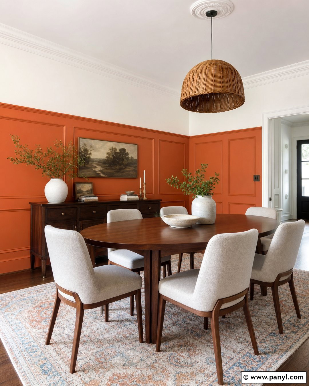 Orange Wainscoting Dining Room - 30 Orange Wall Color Ideas