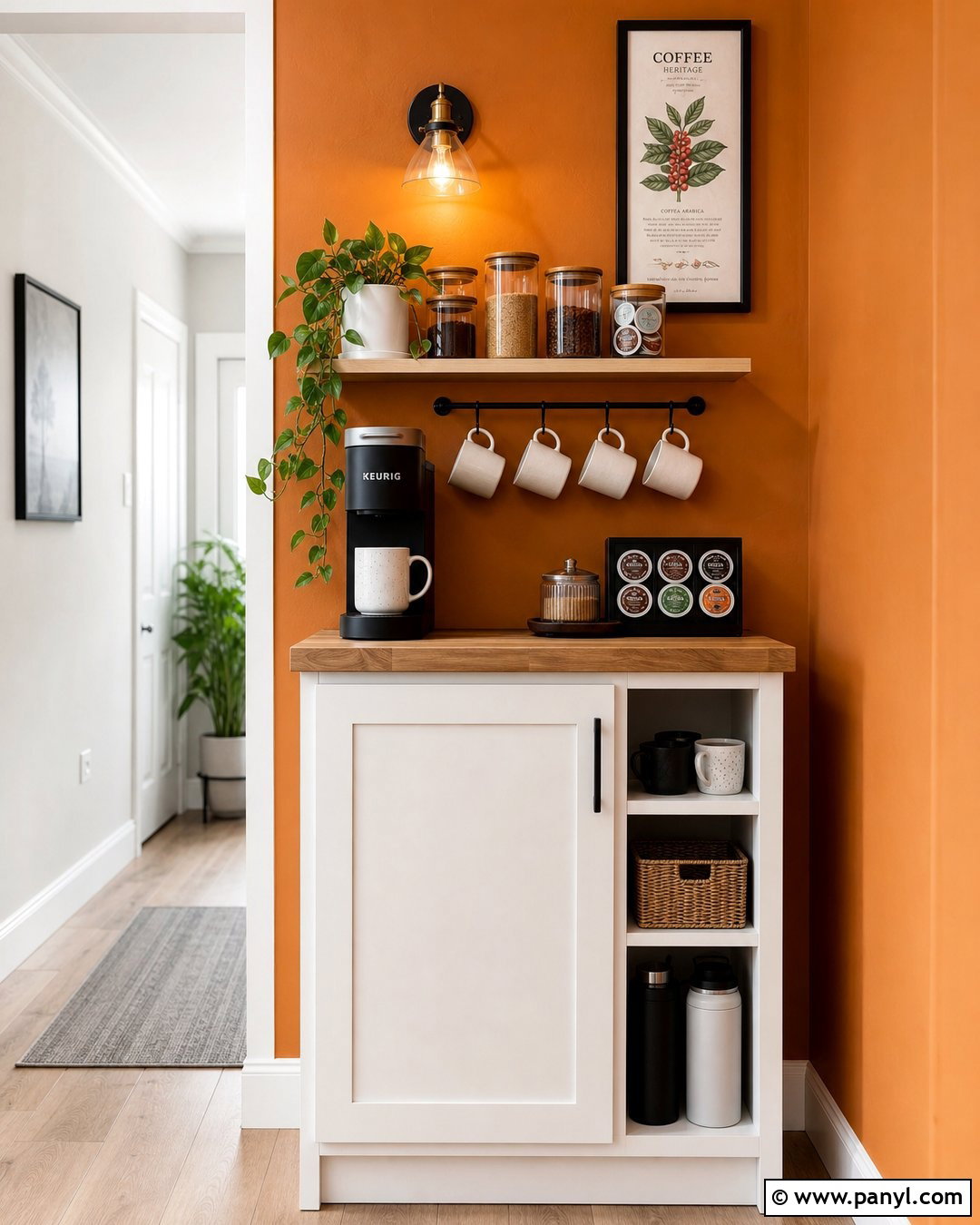 Orange Wall Coffee Setup For Small Spaces - 20 Orange Wall Coffee Setup Ideas