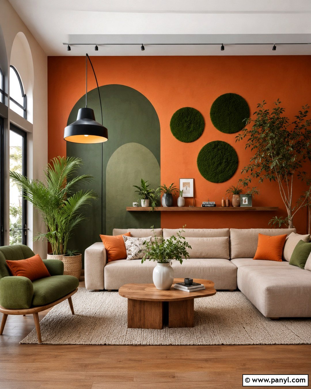 Orange Wall With Green Painted Shapes - 20 Orange And Green Accent Wall Ideas