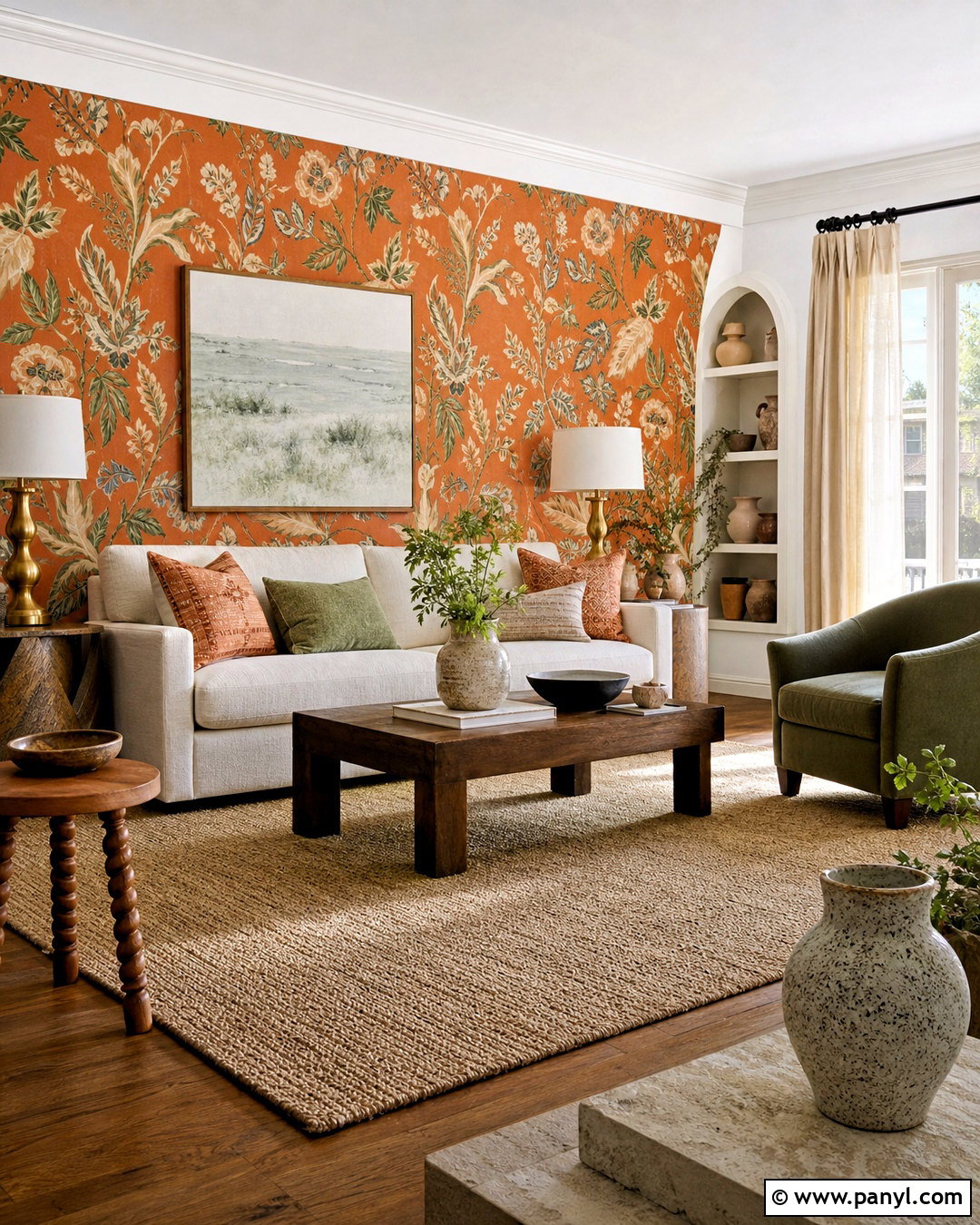 Orange Wallpaper Accent Wall Living Room - 20 orange accent wall living room ideas