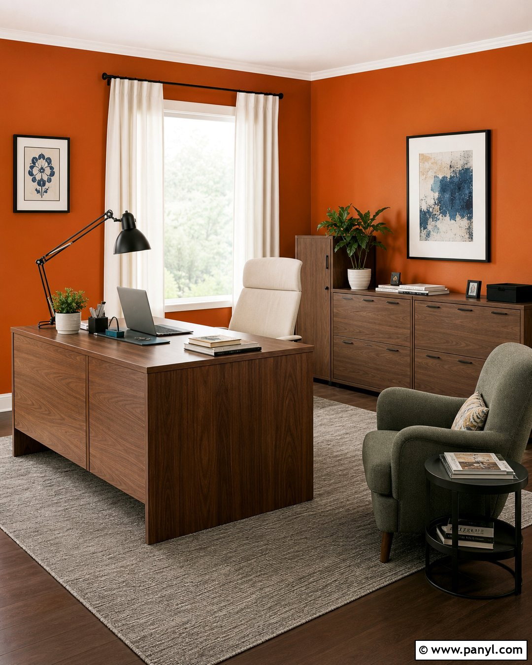 Orange Walls In A Home Office - 20 How To Decorate With Orange Walls