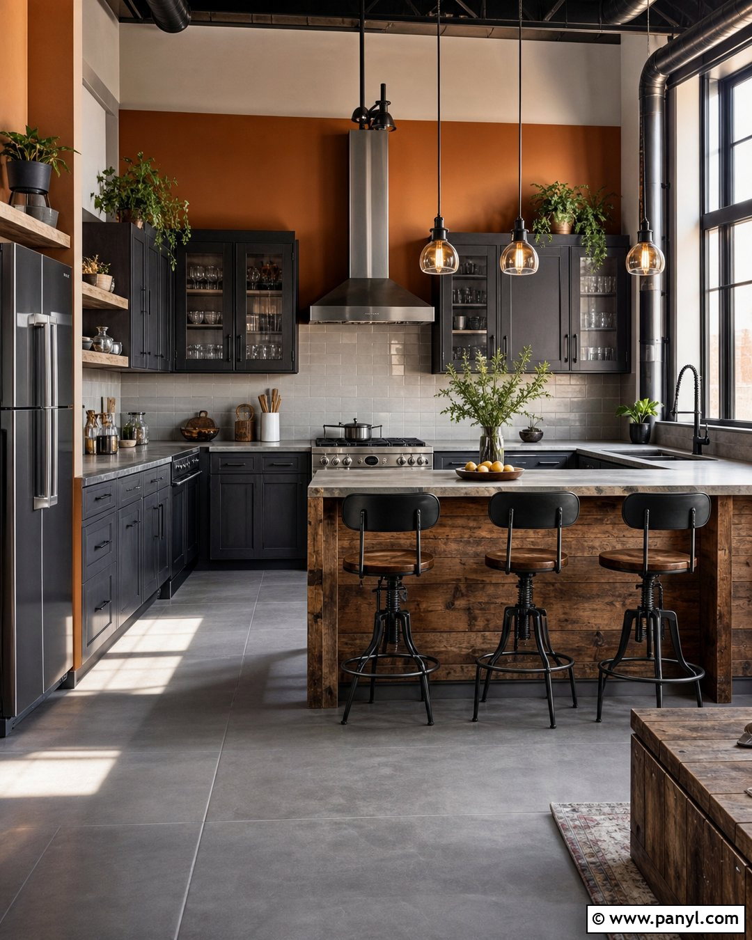Orange Walls In Industrial Kitchen - 20 Colorful Kitchen With Orange Walls