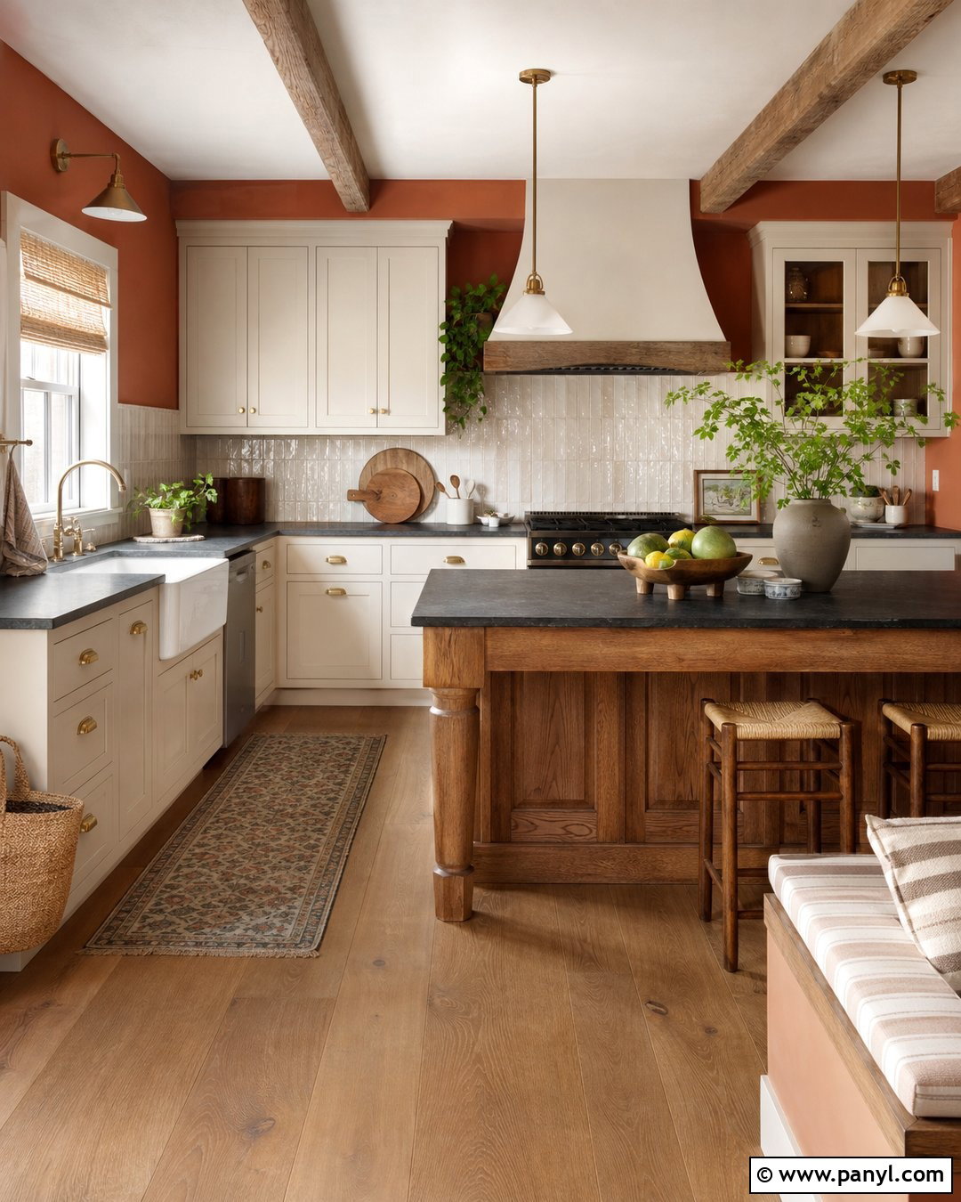 Orange Walls In Modern Farmhouse Kitchen - 20 Colorful Kitchen With Orange Walls