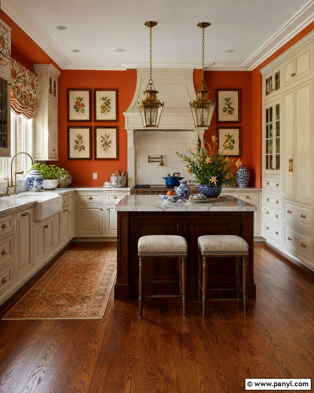Orange Walls In Traditional Kitchen - 20 Colorful Kitchen With Orange Walls