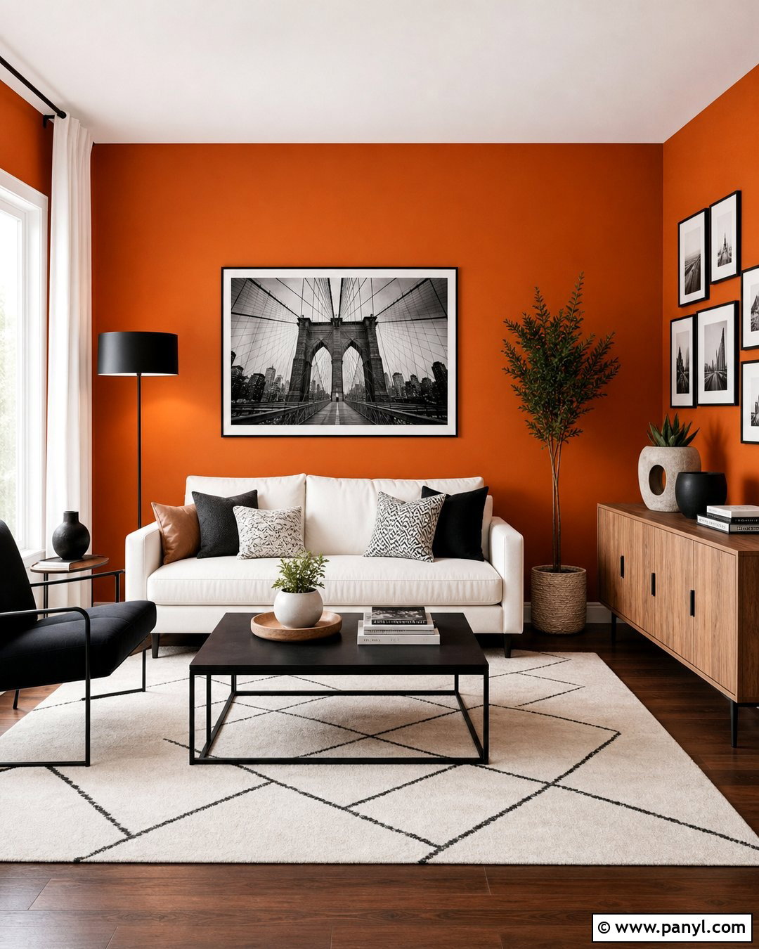 Orange Walls With Black And White Decor - 20 How To Decorate With Orange Walls