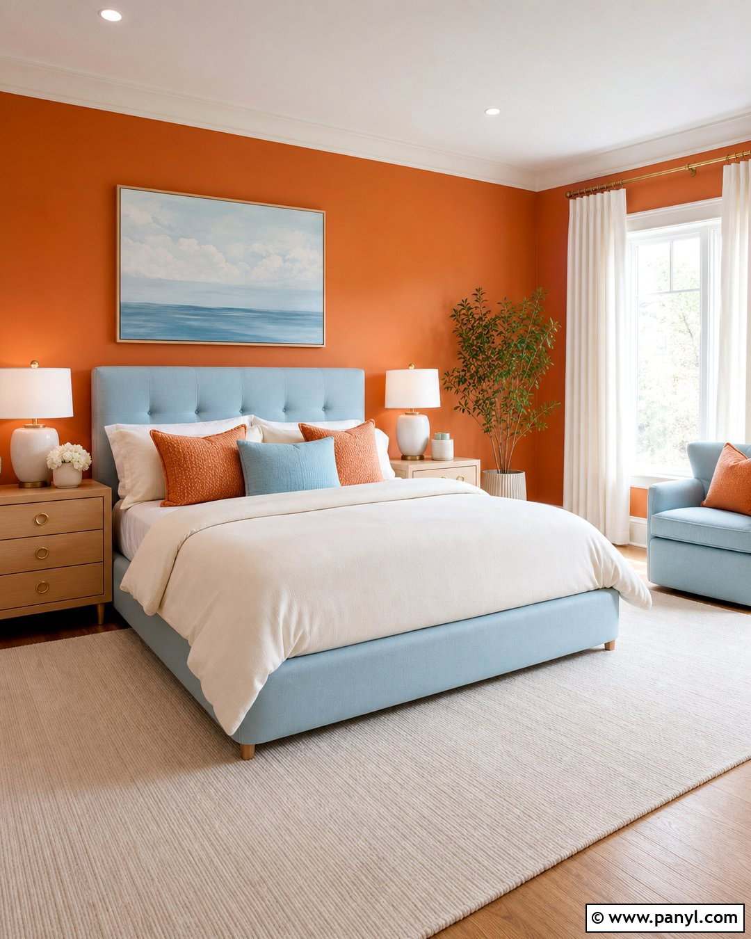 Orange Walls With Light Blue Decor - 20 How To Decorate With Orange Walls