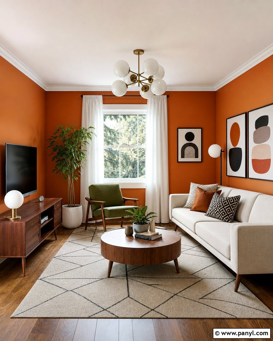 Orange Walls With Midcentury Modern Furniture - 20 How To Decorate With Orange Walls
