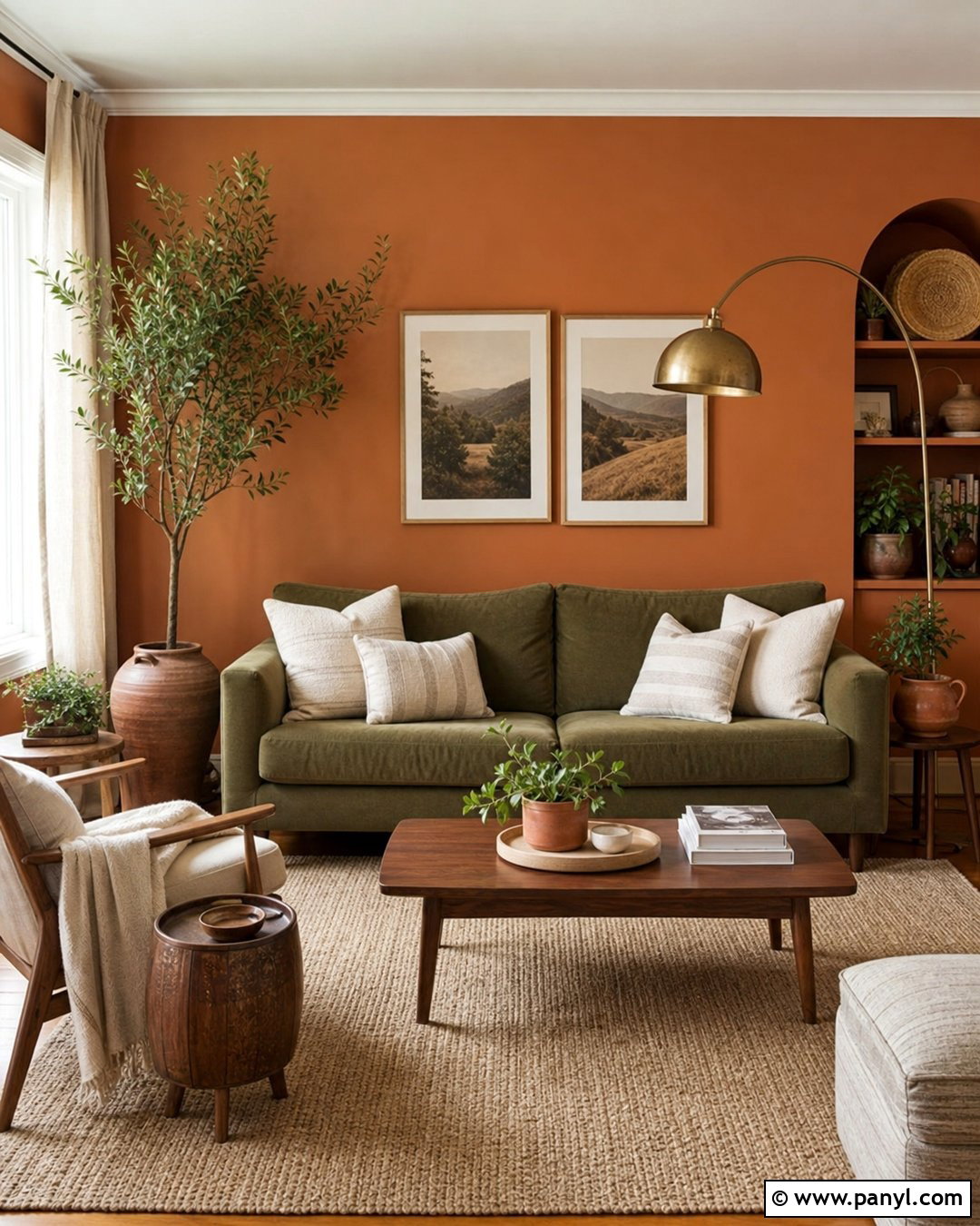 Orange Walls With Olive Green Furniture - 20 How To Decorate With Orange Walls