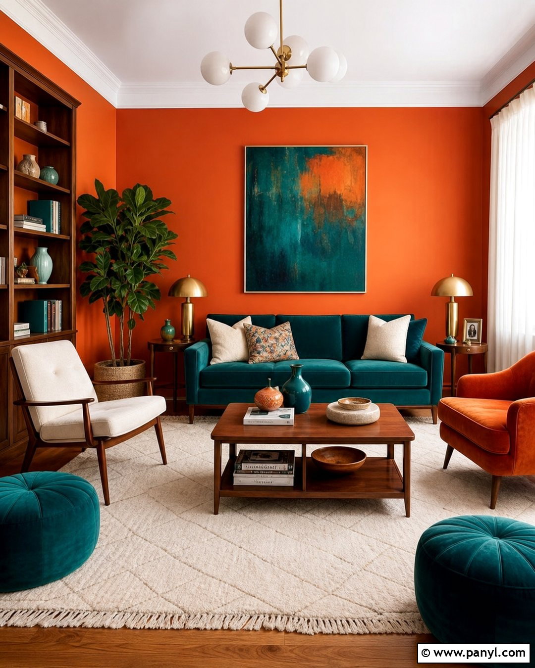 Orange Walls With Teal Accents - 20 How To Decorate With Orange Walls