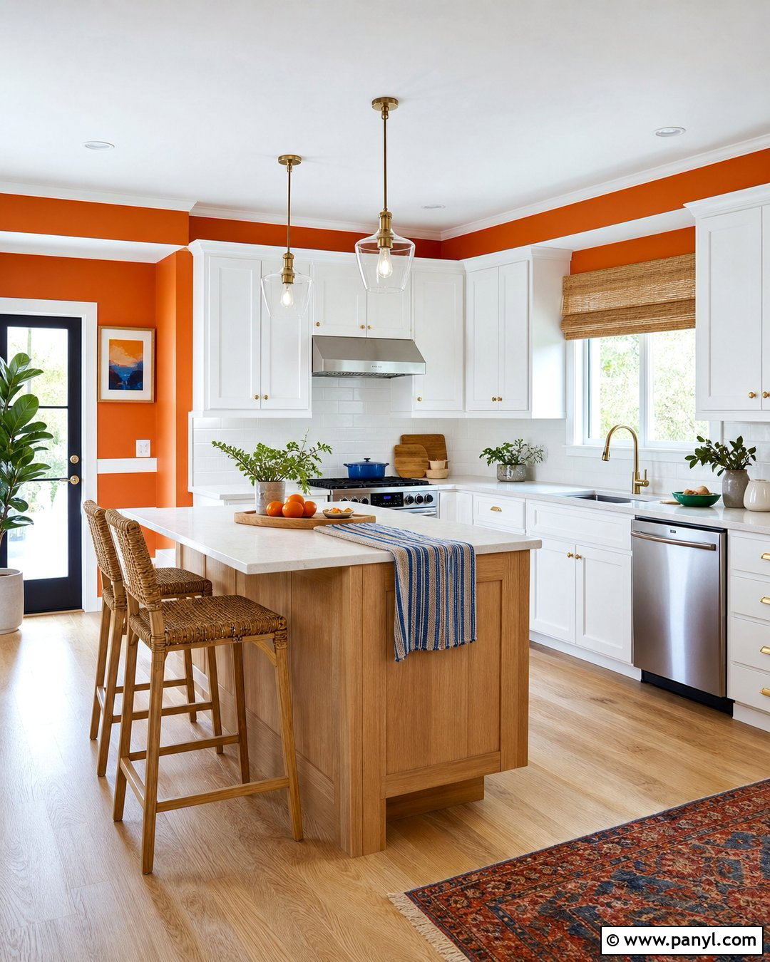 Orange Walls With White Cabinets - 20 Colorful Kitchen With Orange Walls