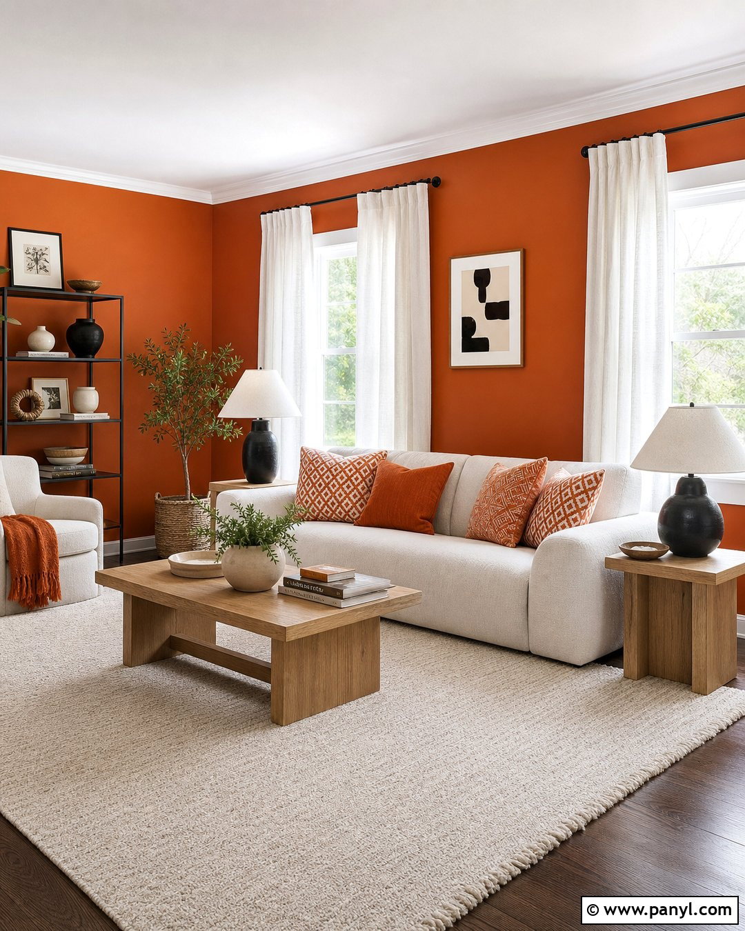 Orange Walls With White Curtains - 20 How To Decorate With Orange Walls