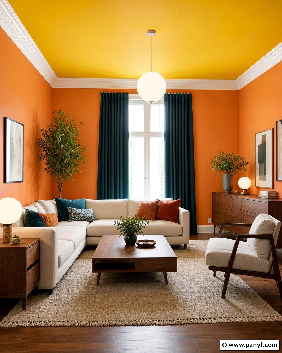 Orange Walls With Yellow Ceiling - 20 Bright Yellow And Orange Walls