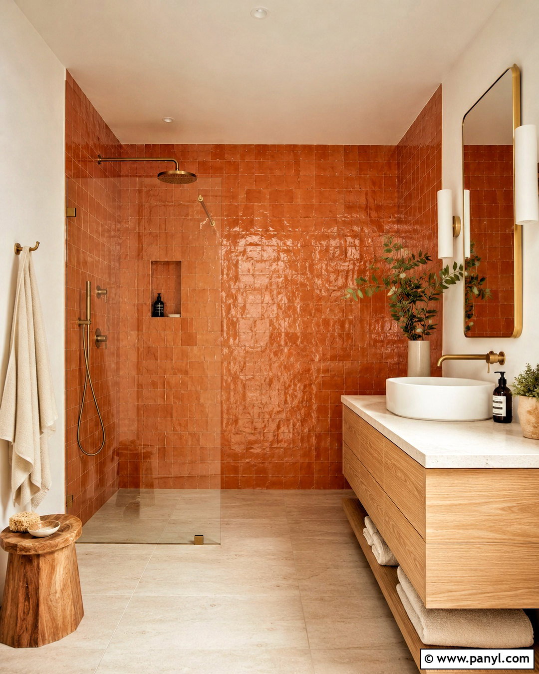 Orange Zellige Tile Bathroom - 20 orange bathrooms designs