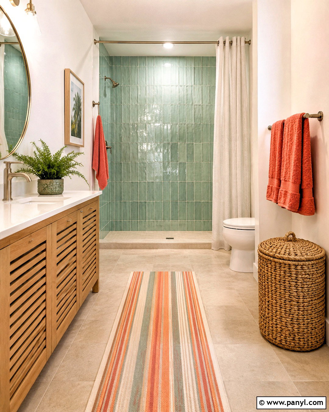 Orange and Green Coastal Bathroom - 20 orange and green bathroom ideas
