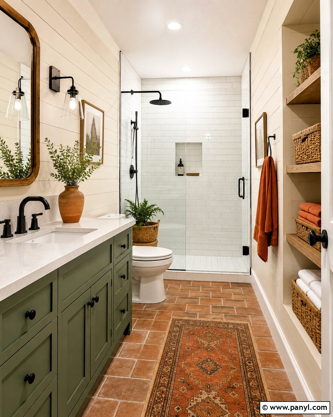 Orange and Green Farmhouse Bathroom - 20 orange and green bathroom ideas
