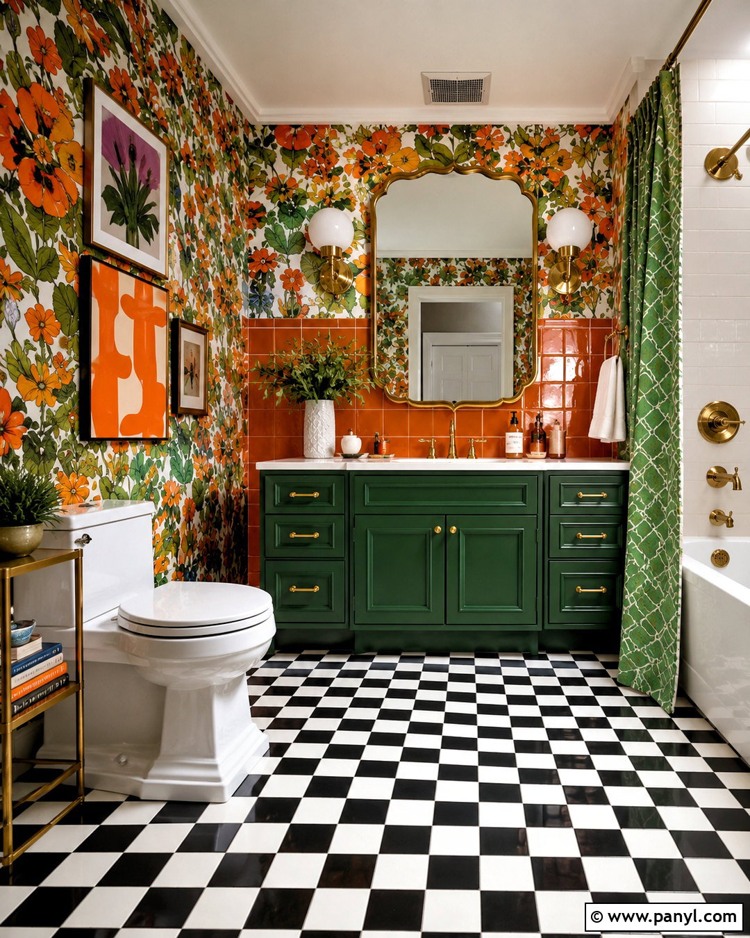Orange and Green Maximalist Bathroom - 20 orange and green bathroom ideas