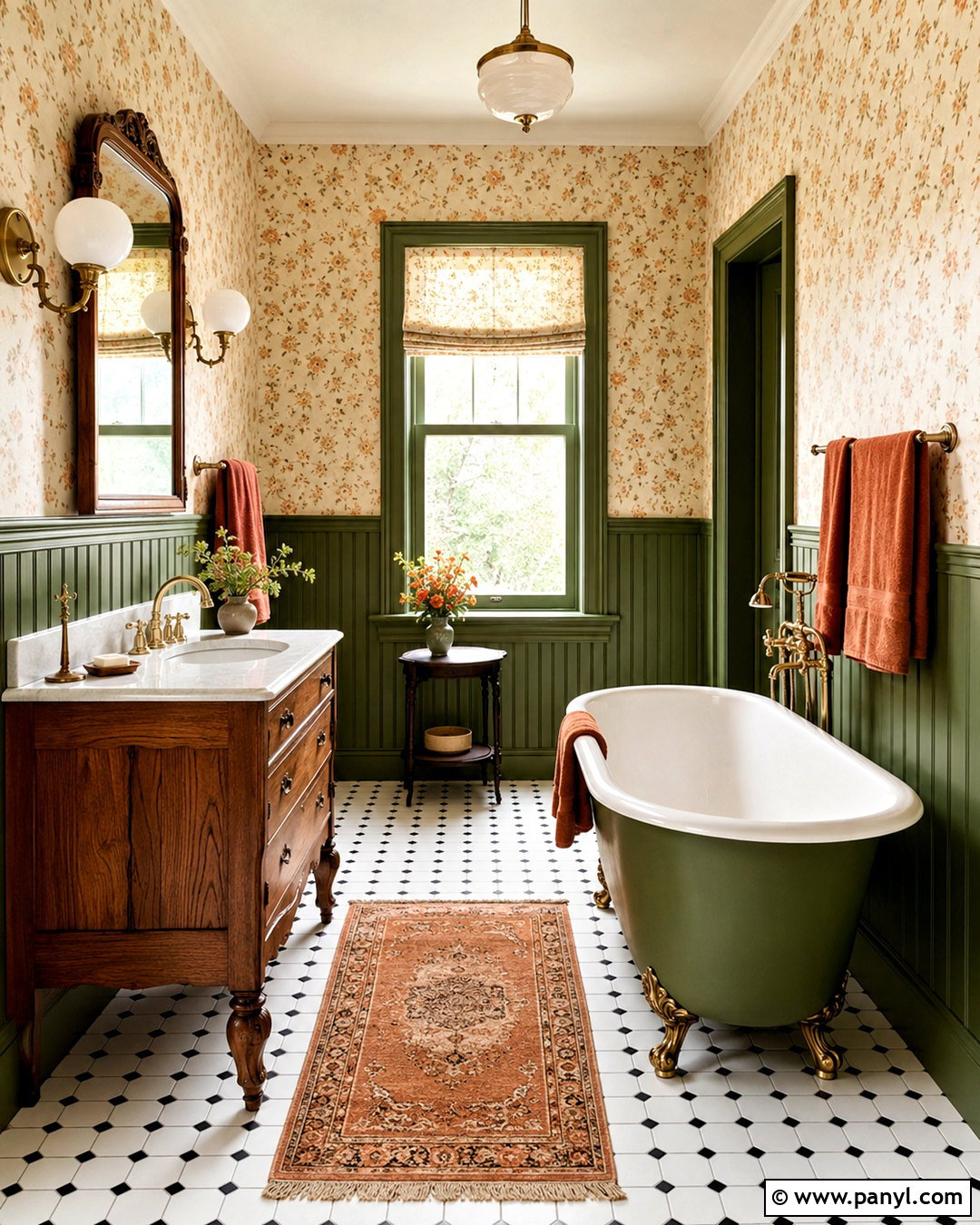 Orange and Green Vintage Bathroom - 20 orange and green bathroom ideas