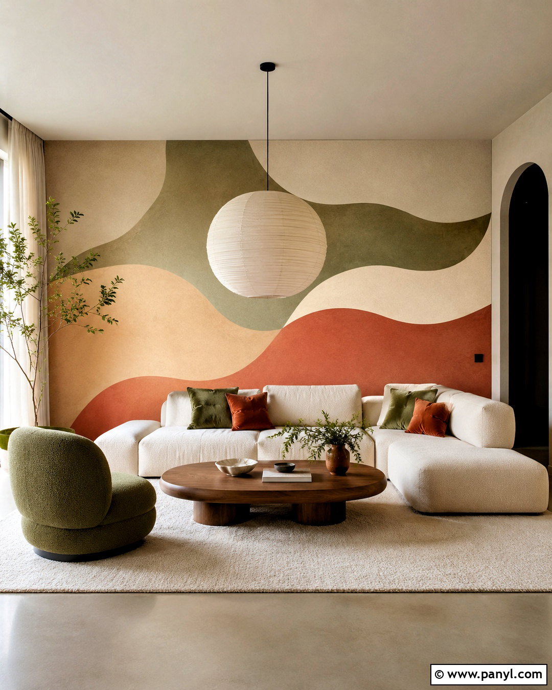 Organic Wave Pattern Wall Painting - 20 pattern wall painting ideas