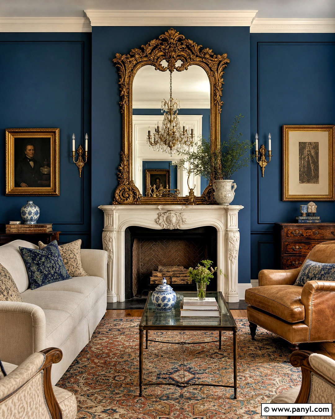 Ornate Gold Mirror Fireplace - 20 golden mirror wall ideas