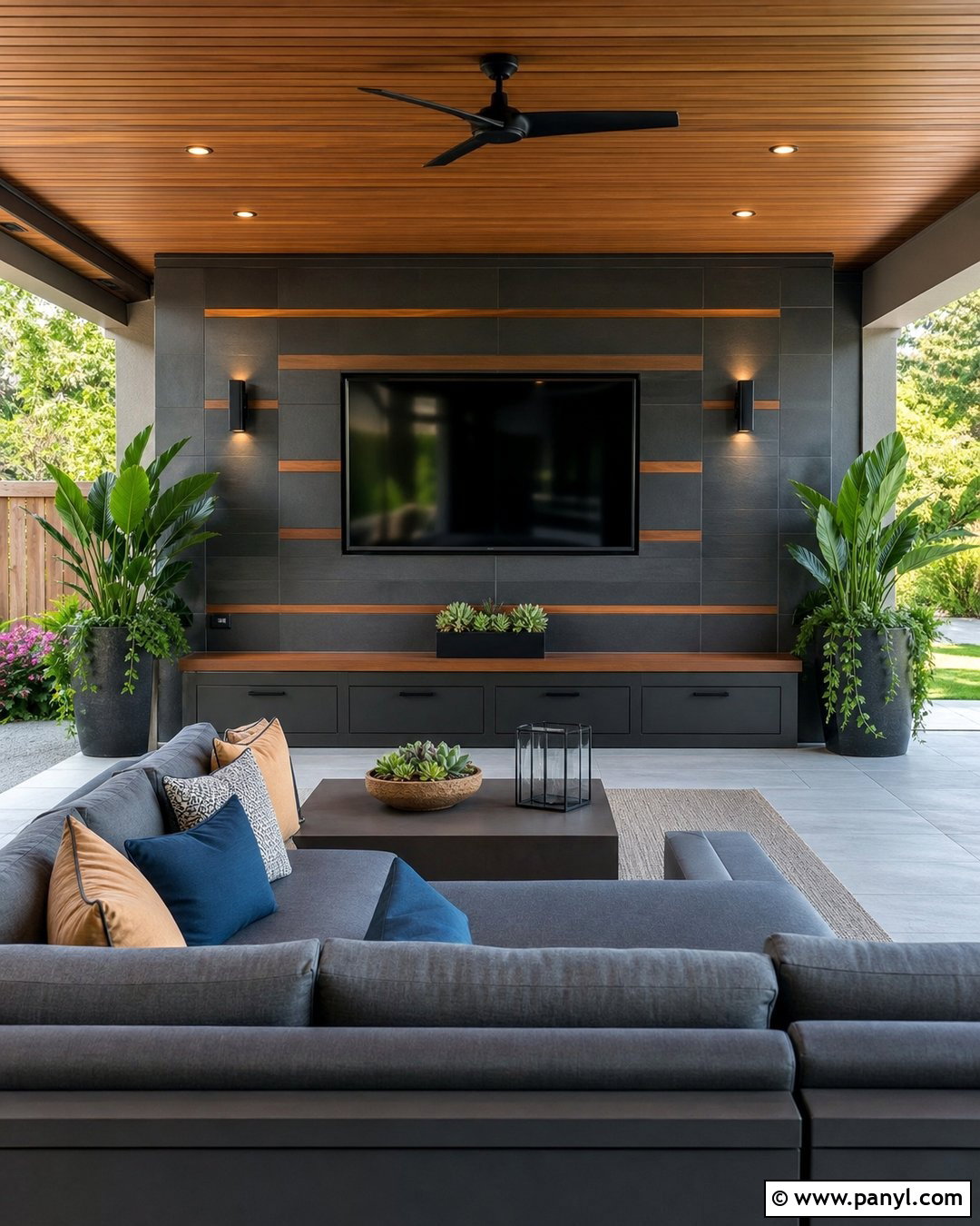 Outdoor TV Accent Wall - 35 Outdoor Accent Wall Ideas