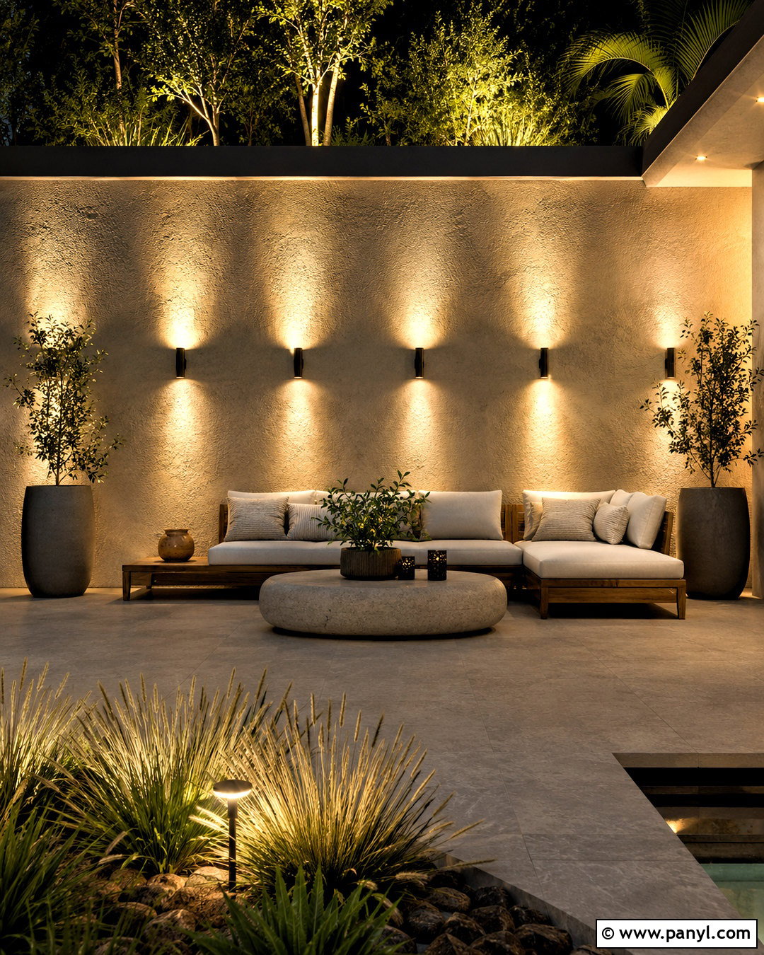 Outdoor Wall With Layered Lighting - 20 outdoor wall design ideas house ideas