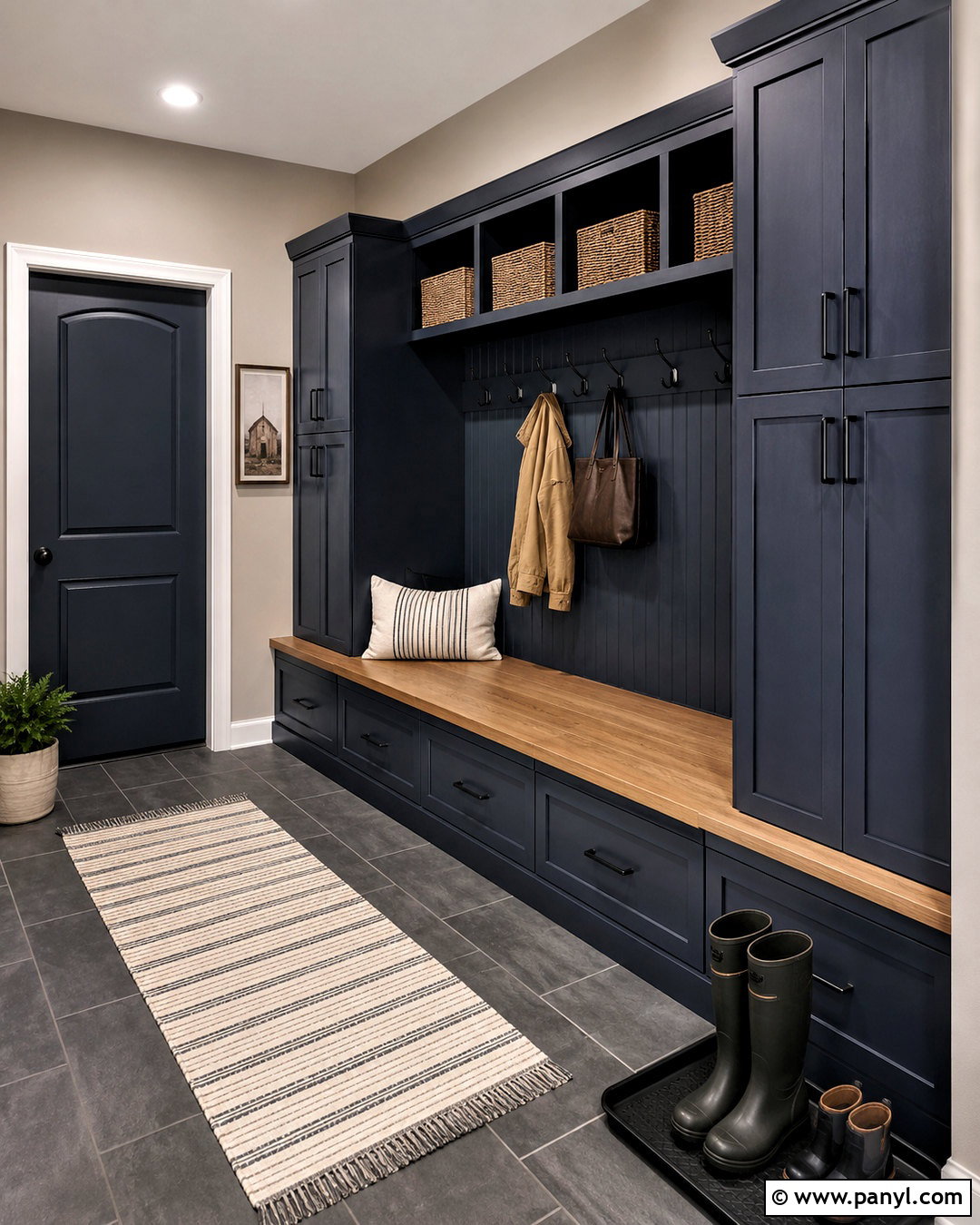 Outerspace Mudroom With Bench Storage - 20 outerspace sherwin williams ideas
