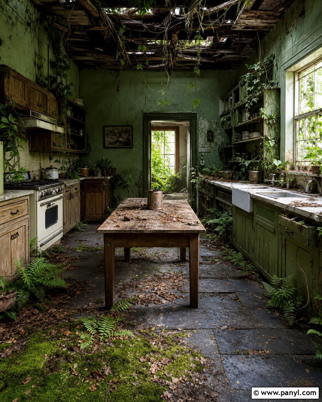 Overgrown Abandoned Green Kitchen - 20 Abandoned Kitchen With Green Walls