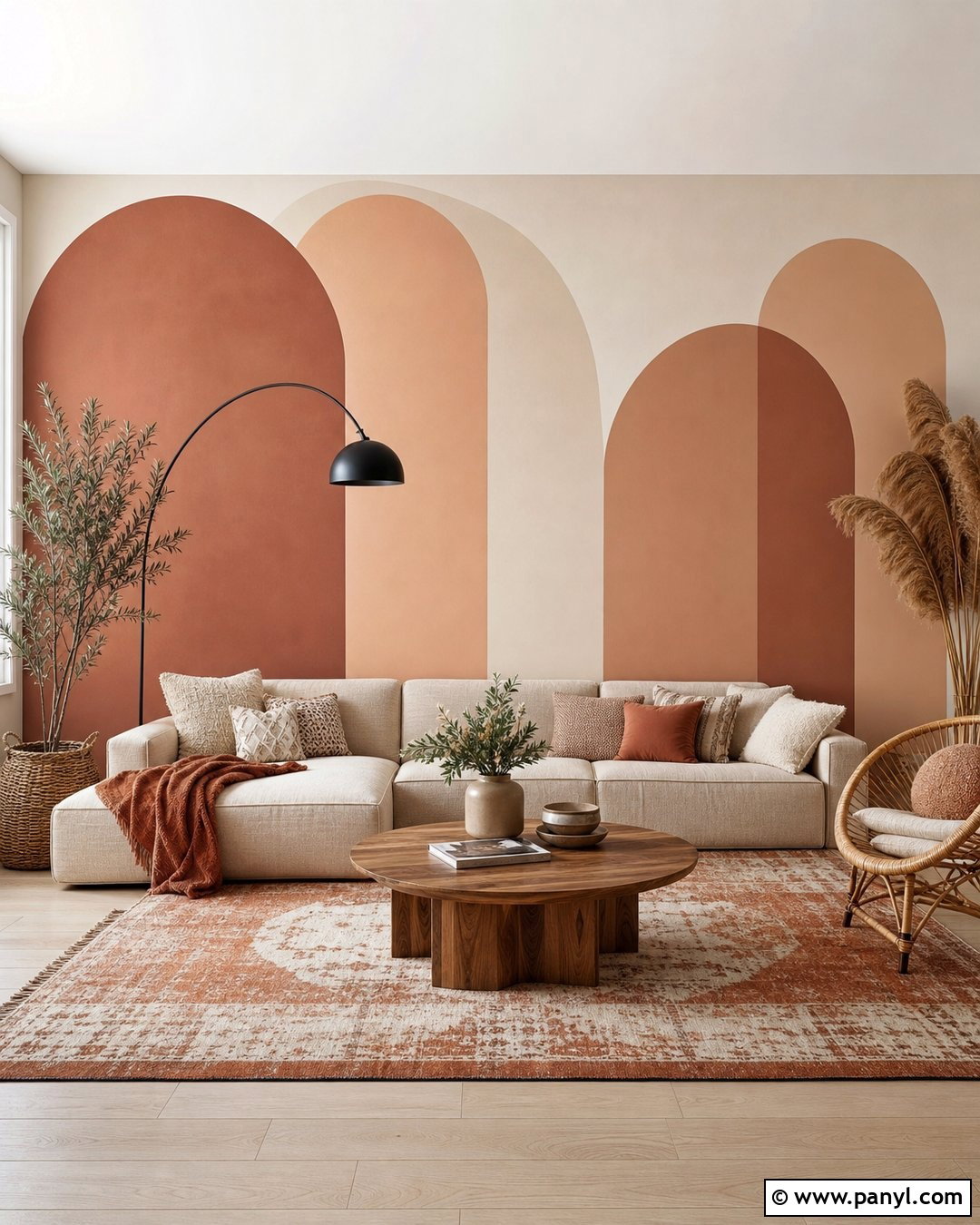 Overlapping Arched Accent Wall Mural - 20 Arched Painted Accent Wall Ideas