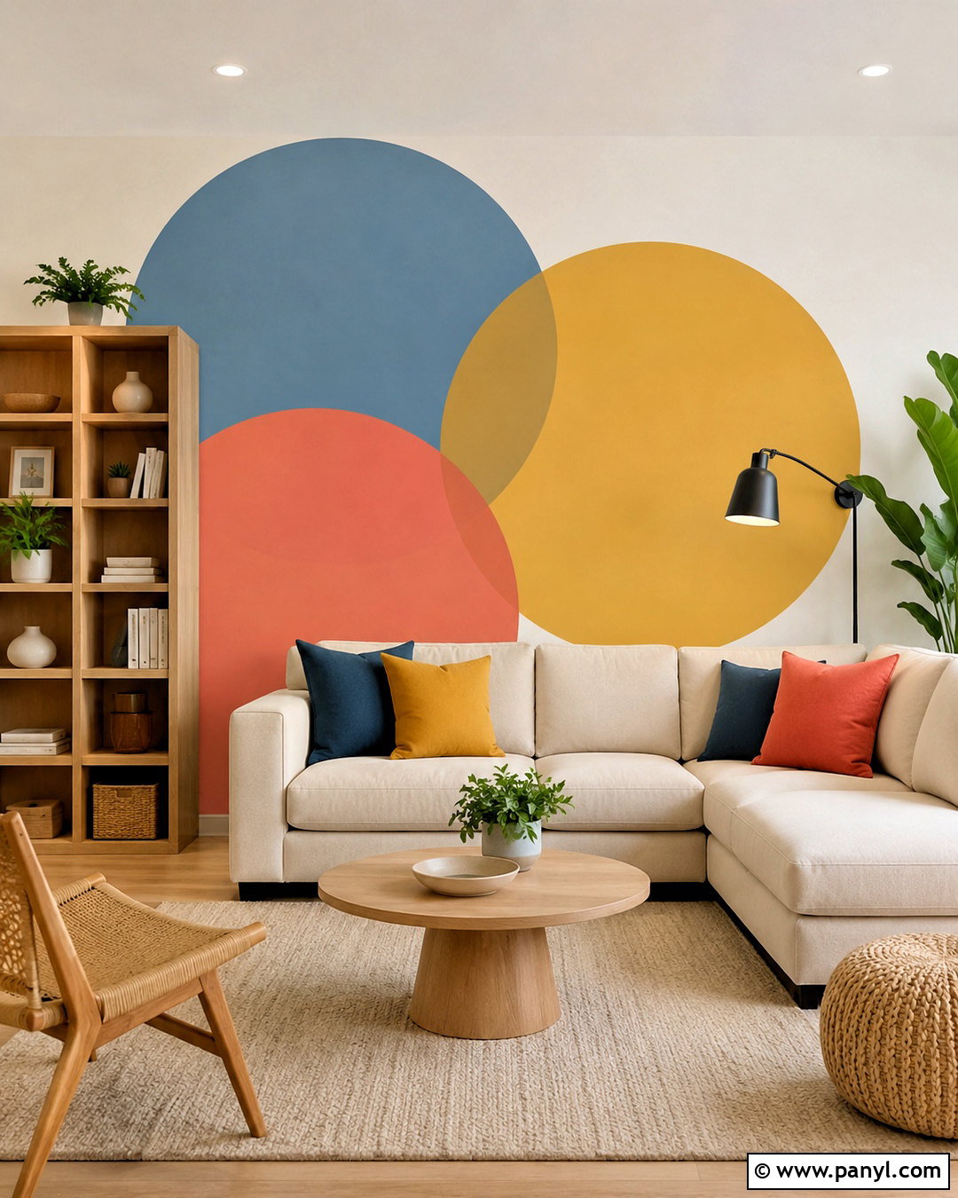 Overlapping Circle Geometric Wall Paint - 35 Simple Geometric Wall Paint Ideas