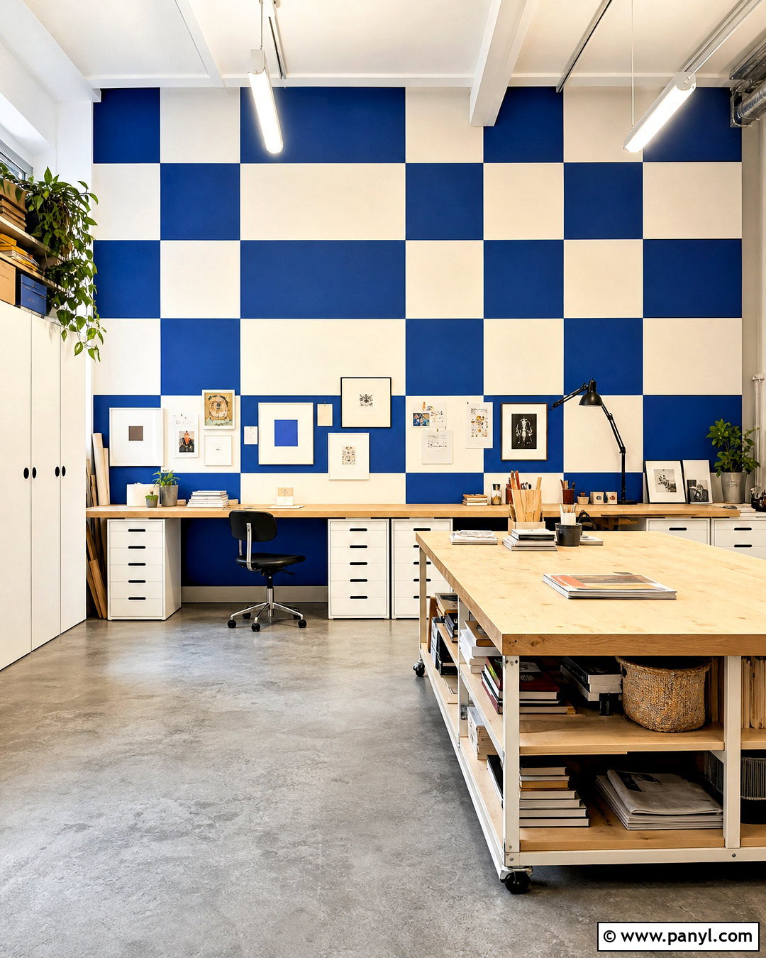 Oversized Checkered Studio Wall - 20 diy checkered wall ideas