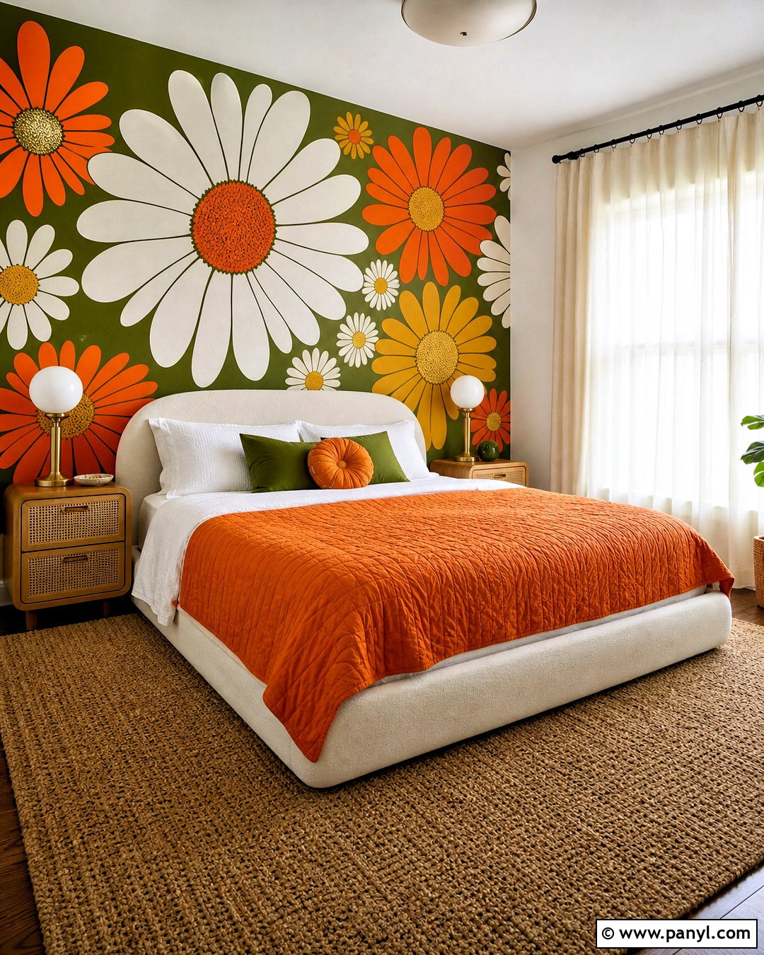 Oversized Daisy Wall Mural - 20 retro wall mural ideas