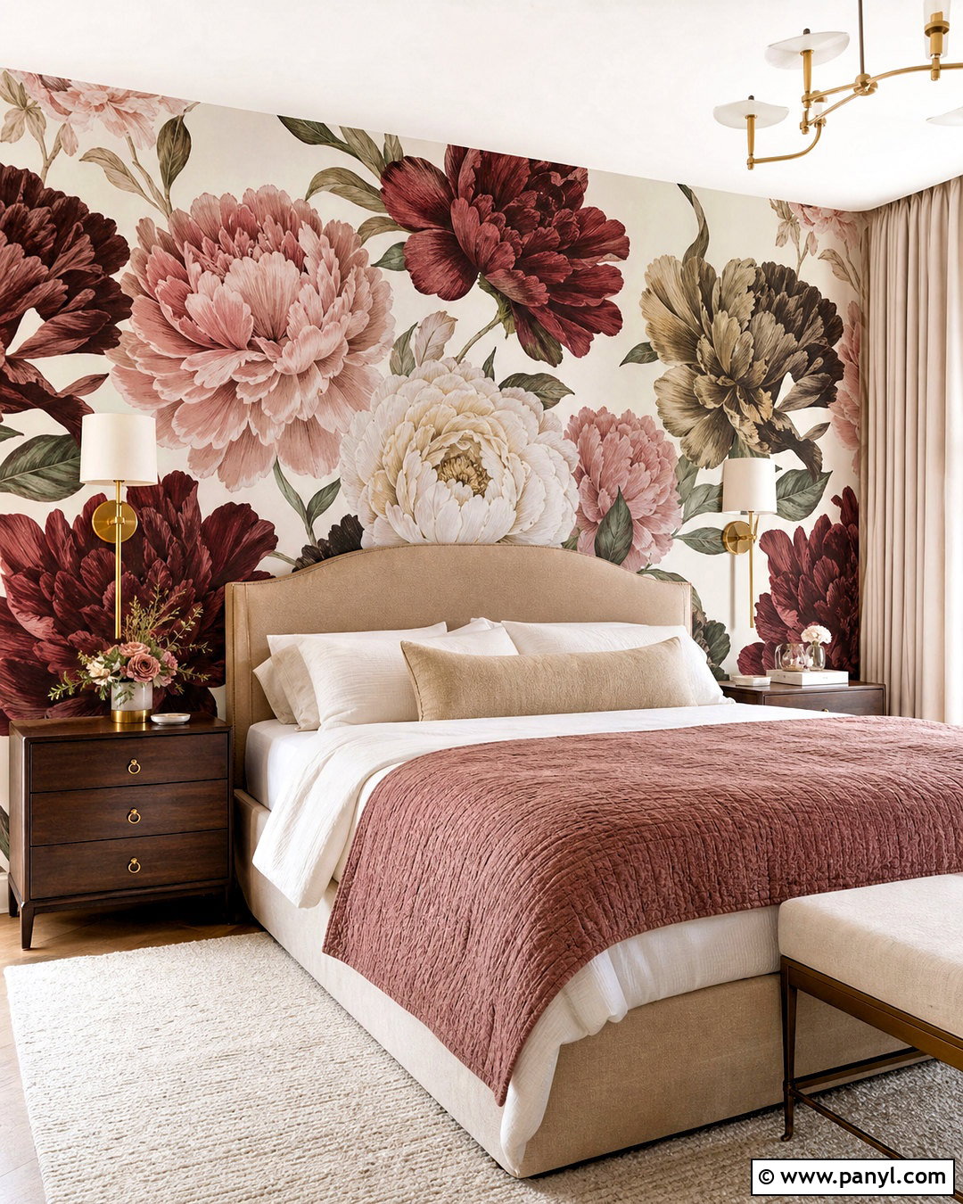 Oversized Peony Floral Wall Decals For Bedroom - 20 floral wall decals