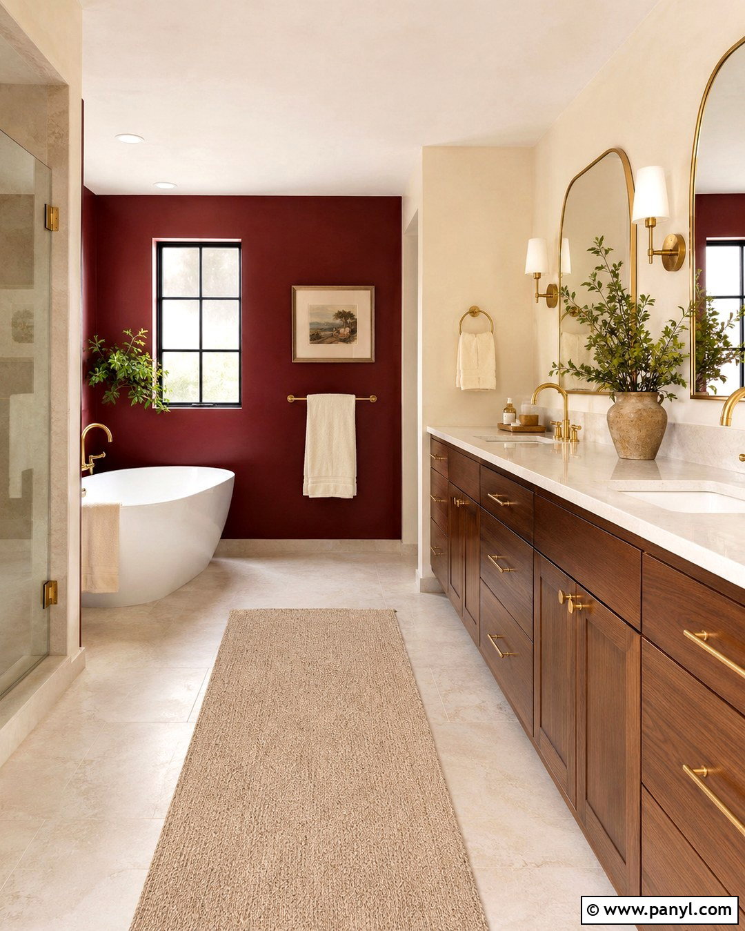 Oxblood Red Bathroom Accent Wall - 20 Red Accent Wall Bathroom Ideas