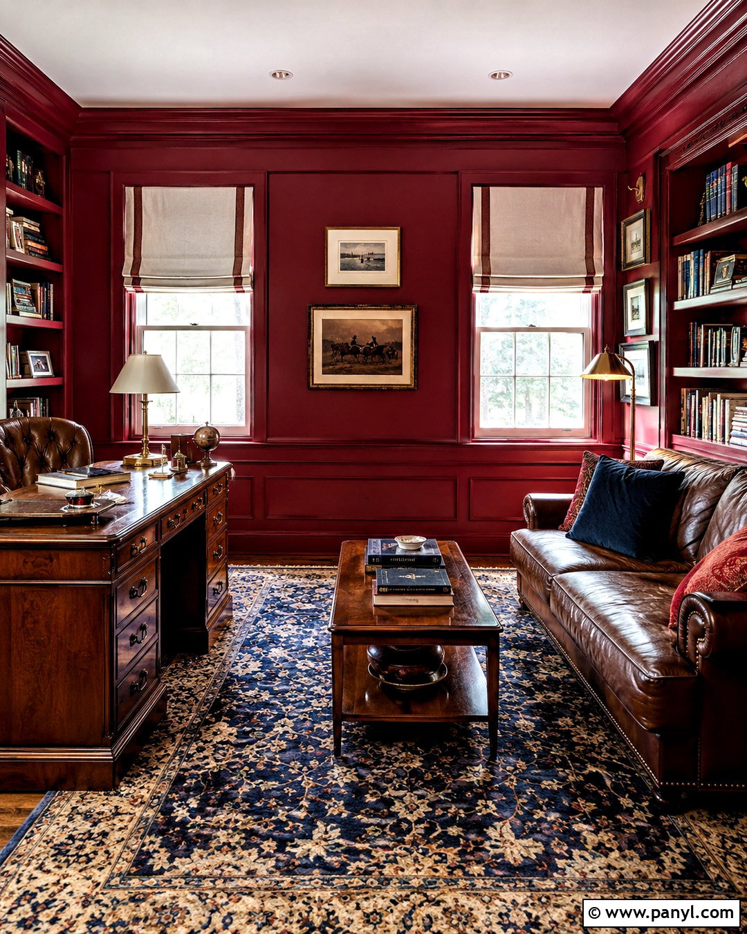 Oxblood Red Home Library - 20 paint room red ideas