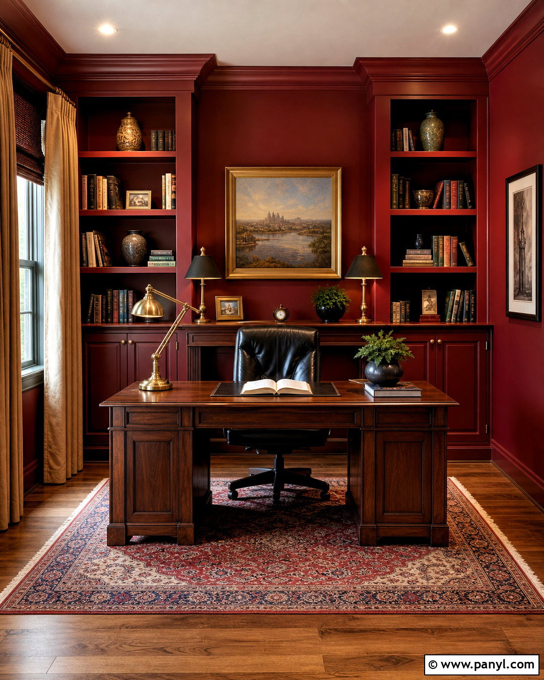 Oxblood Red Home Office Walls - 20 red wall painting ideas
