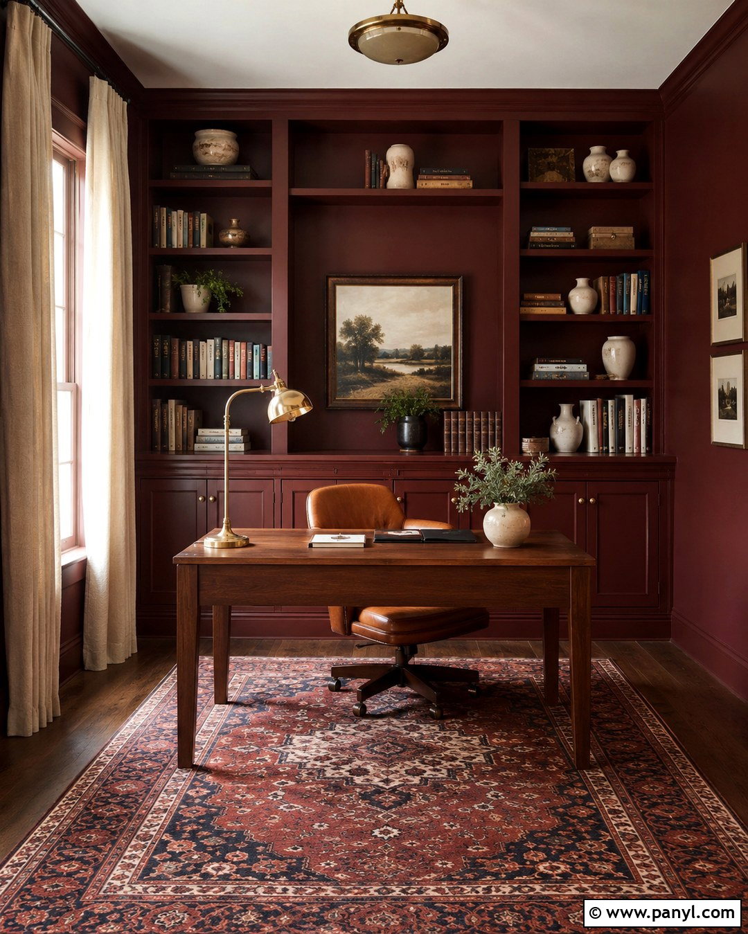 Oxblood Red Home Office Walls - 20 Red Wall Paint Ideas
