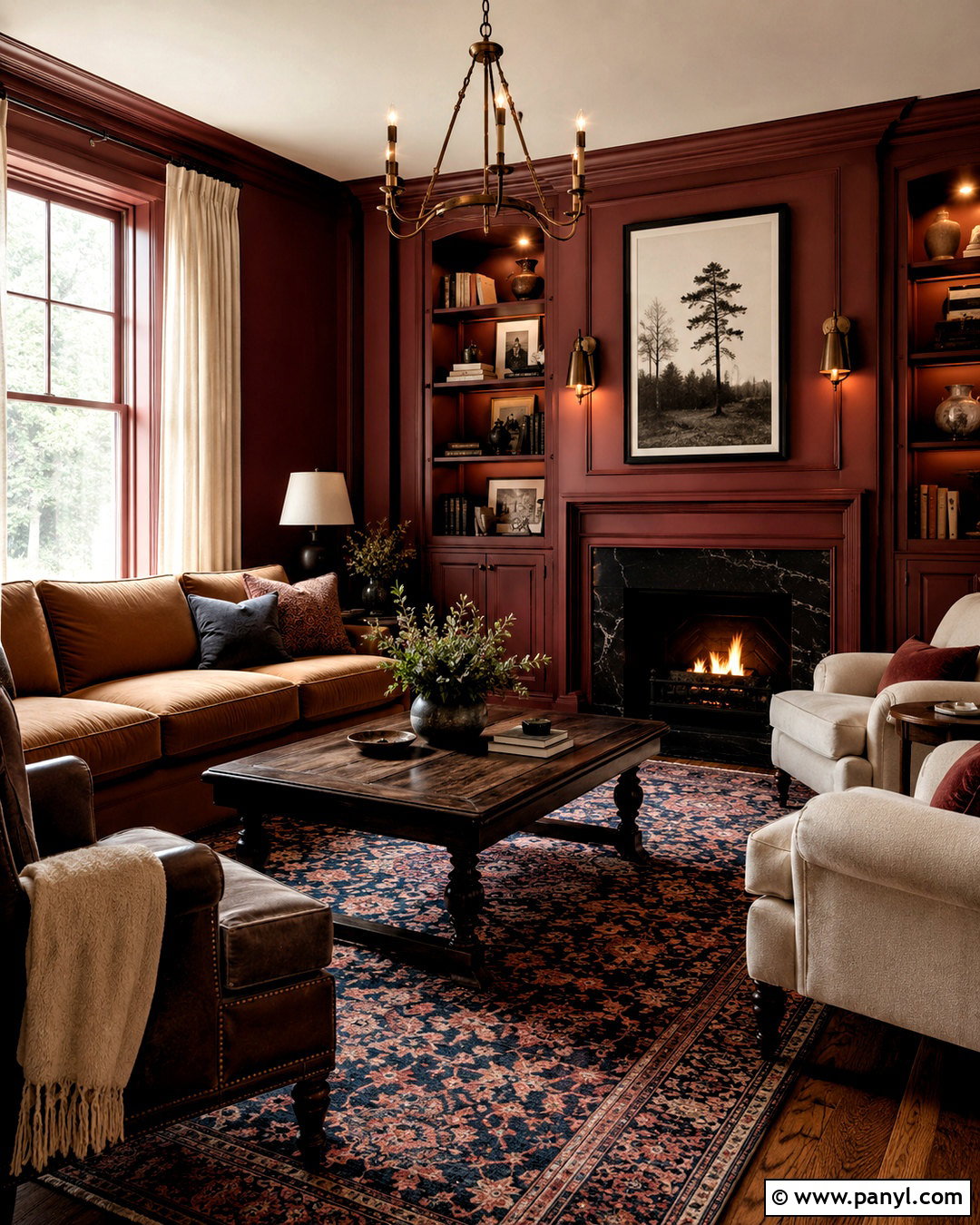 Oxblood Red Living Room - 20 moody living room paint colors