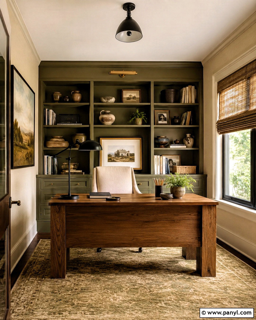 Oyster Bar Home Office With Green Built-Ins - 20 oyster bar sherwin williams ideas