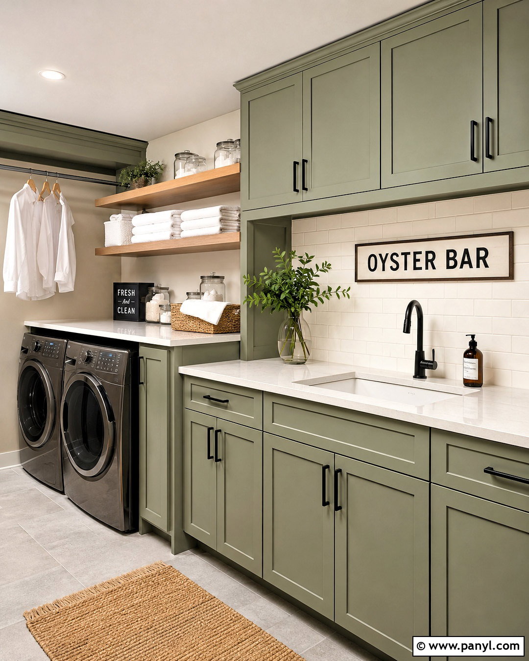 Oyster Bar Laundry Room With Sage Cabinets - 20 oyster bar sherwin williams ideas