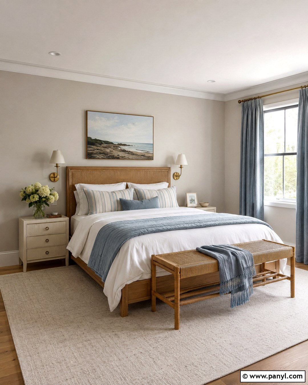 Oyster Bedroom With Dusty Blue - 20 Oyster Wall Paint Ideas