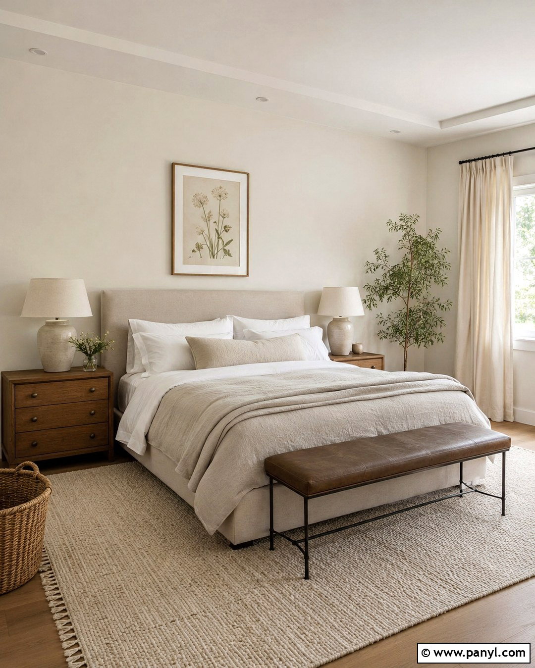 Oyster Bedroom With Linen Bedding - 20 Oyster Wall Paint Ideas