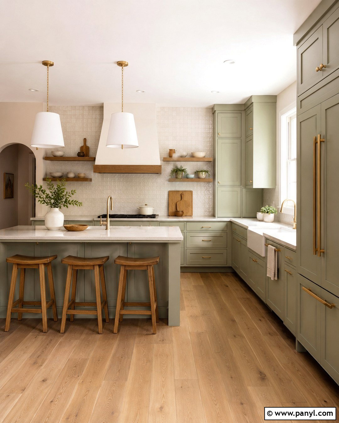 Oyster Kitchen With Sage Cabinets - 20 Oyster Wall Paint Ideas