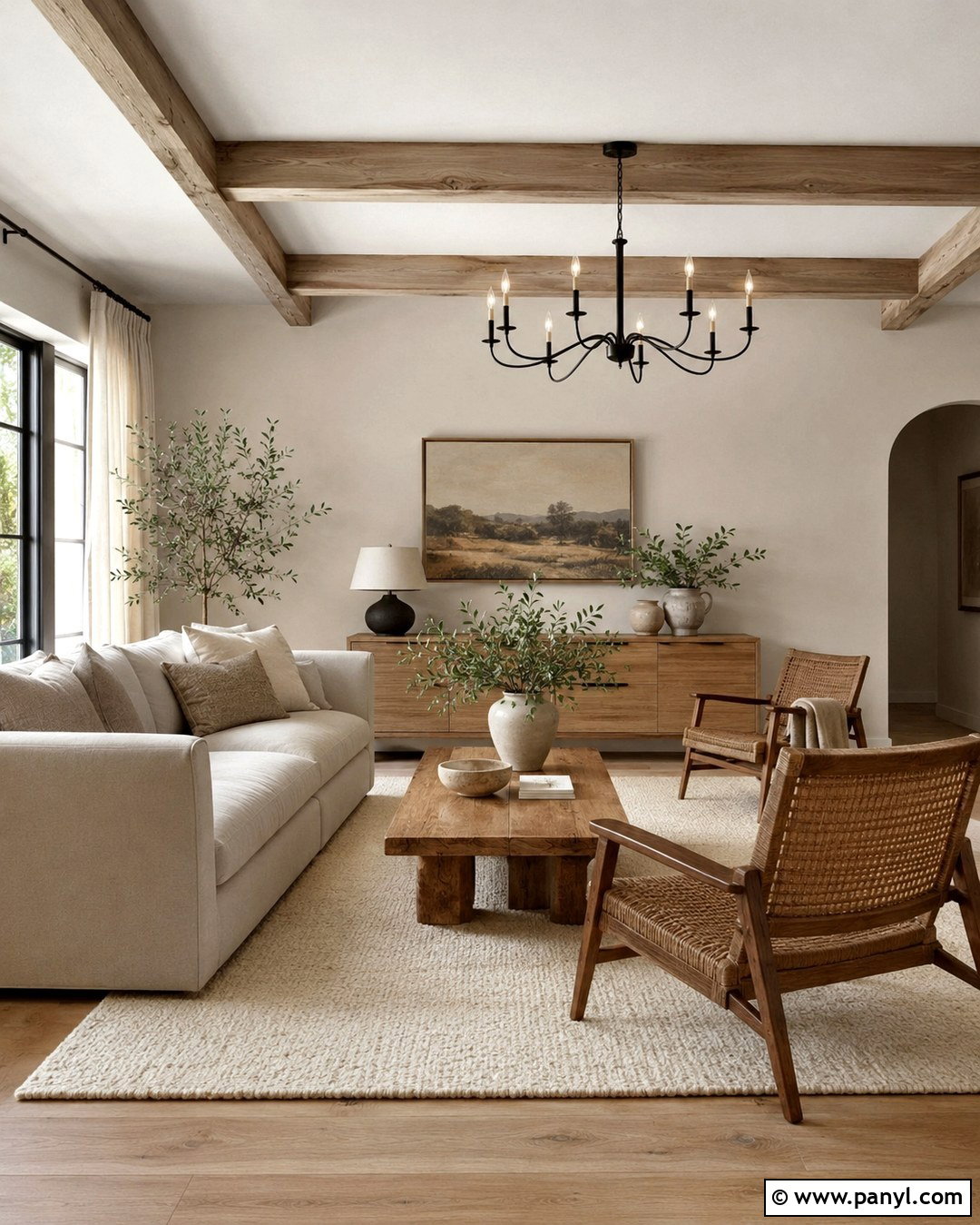 Oyster Living Room With Natural Oak - 20 Oyster Wall Paint Ideas
