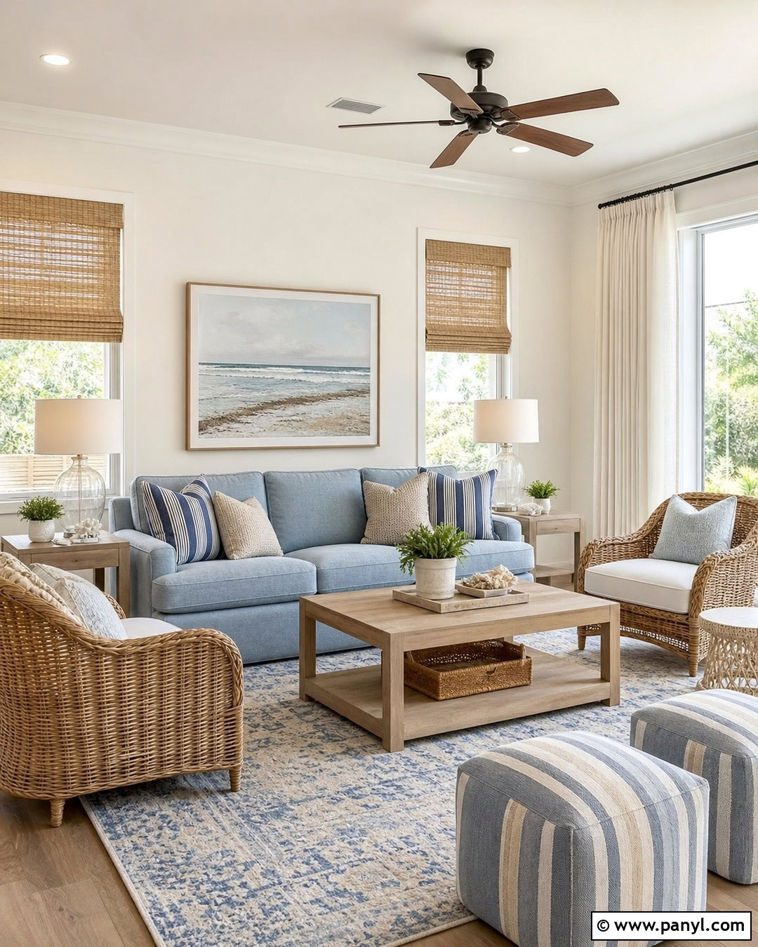 Oyster White Walls In A Coastal Living Room - 25 Oyster White Walls