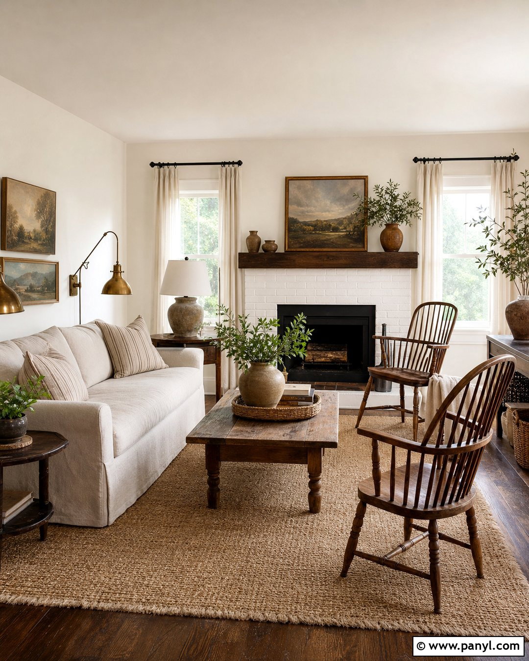 Oyster White Walls In A Farmhouse Living Room - 25 Oyster White Walls