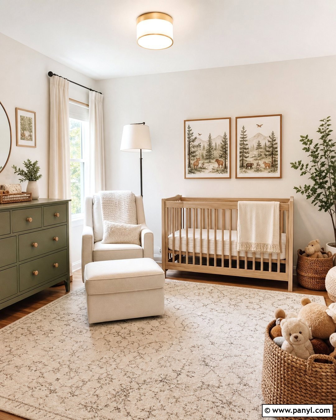 Oyster White Walls In A Sage Green Nursery - 25 Oyster White Walls