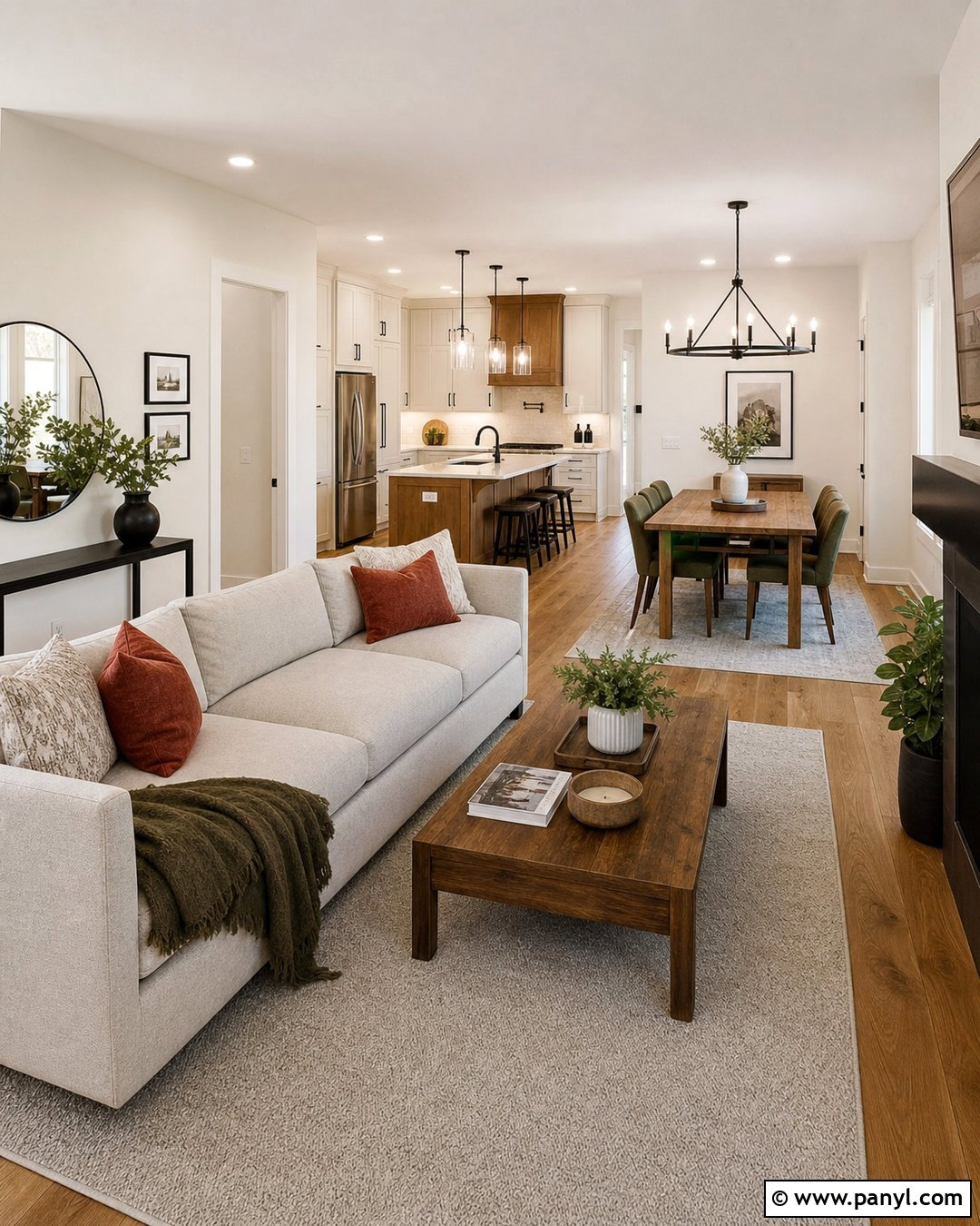Oyster White Walls In An Open Floor Plan - 25 Oyster White Walls