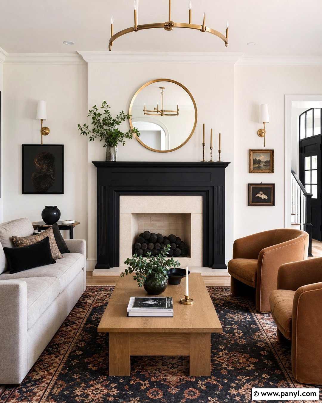 Oyster White Walls With A Black Fireplace - 25 Oyster White Walls