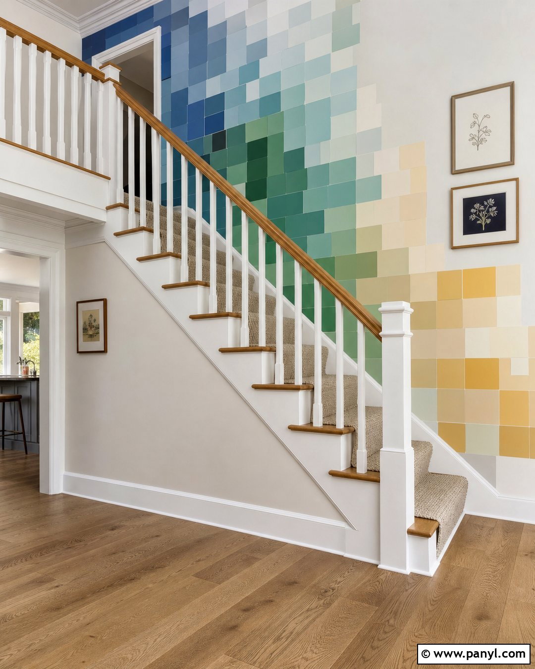 Paint Chip Stairway Wall - 30 Paint Chip Wall Ideas