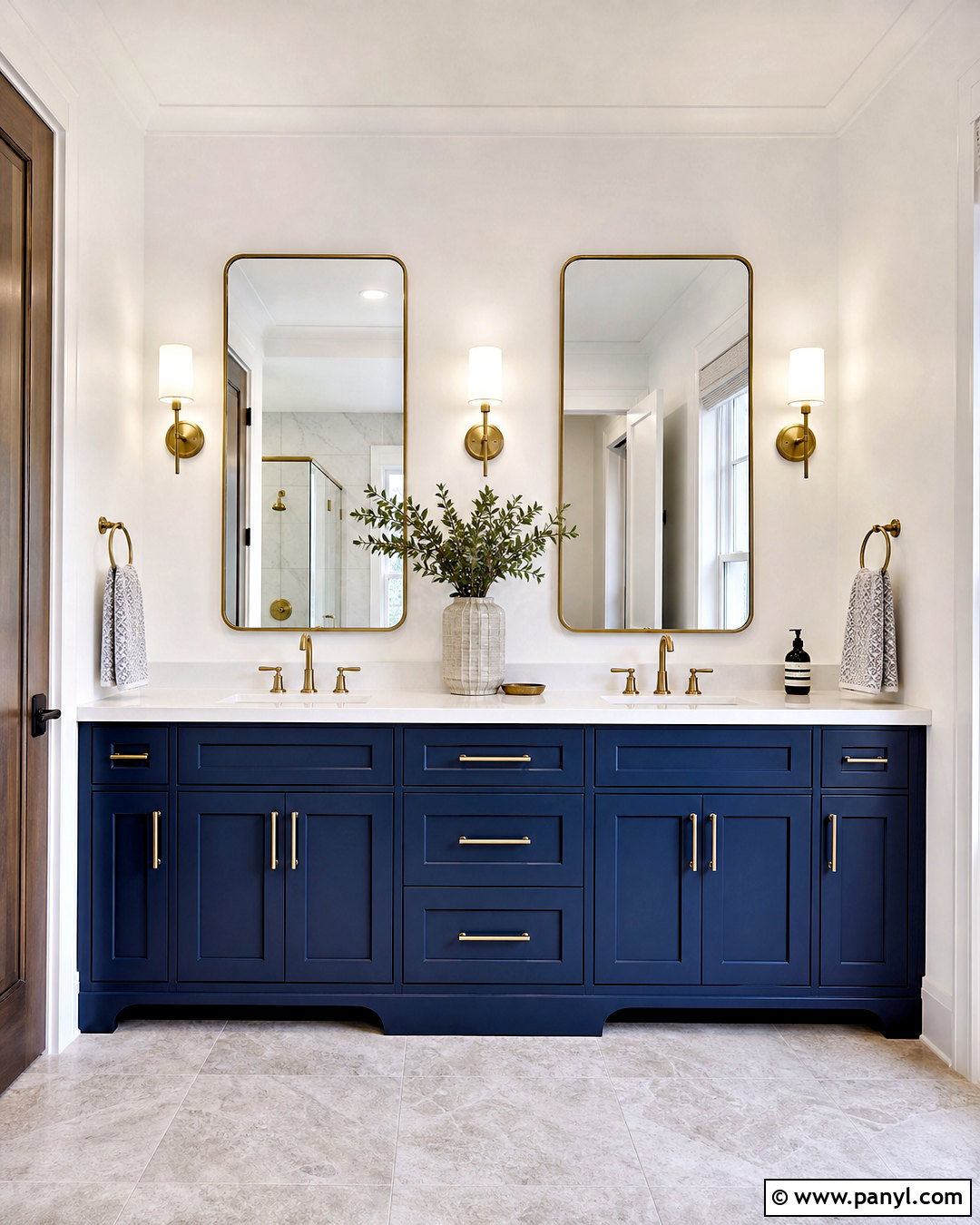 Paint a Double Vanity Deep Blue - 20 how to paint bathroom cabinets